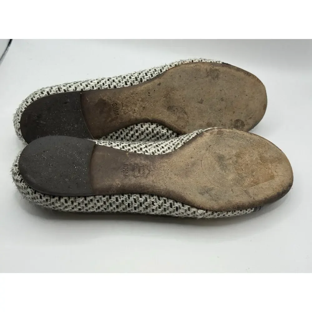 Tory Burch Serena Reva Tweed Logo Flats Sz 8.5